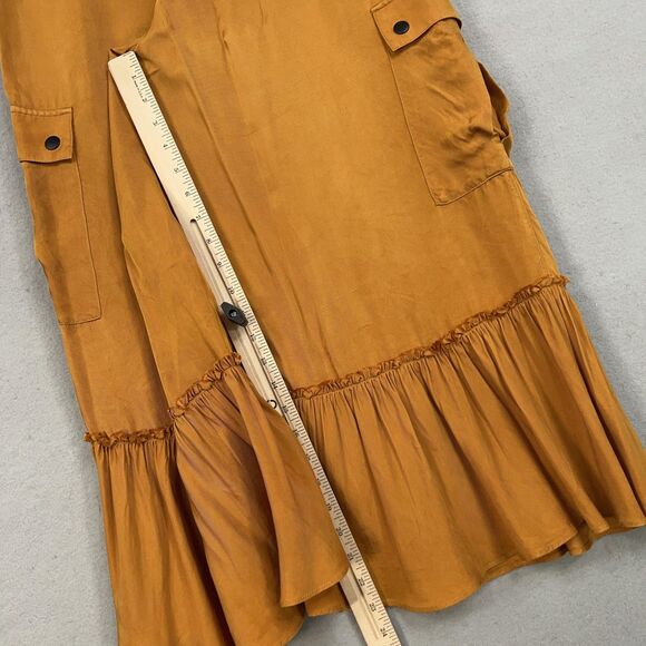 Cinq a Sept Pants Womens Medium Mustard Nuluu Bow Ruffle Tiered Cargo Wide Leg - Picture 14 of 16